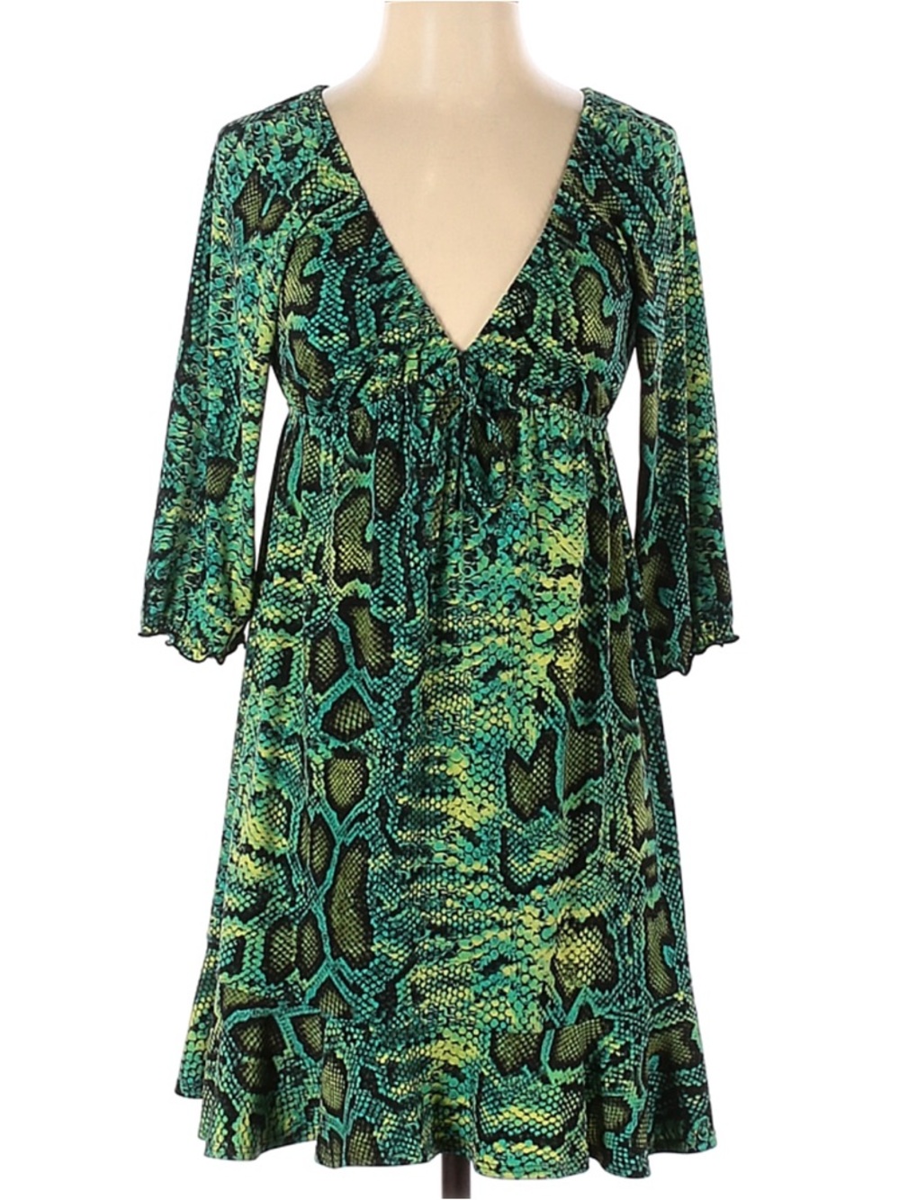 INC International Concepts Green and Black Snake-Print Midi Dress